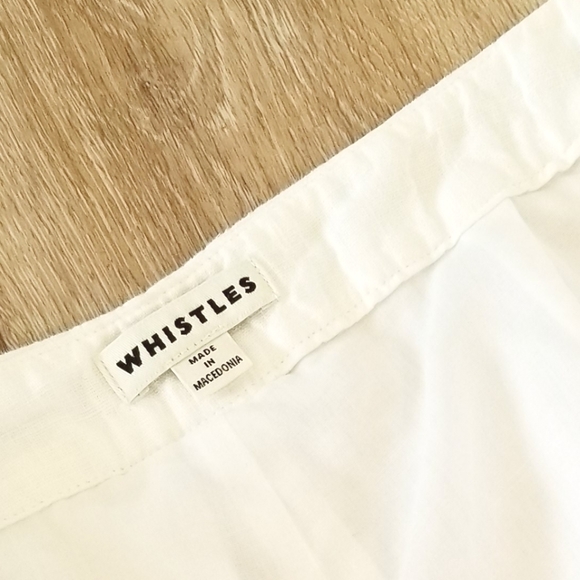 Whistles White Relaxed Leg Cropped Flare Linen Blend Pants Lightweight Flowy EUC - Picture 10 of 16